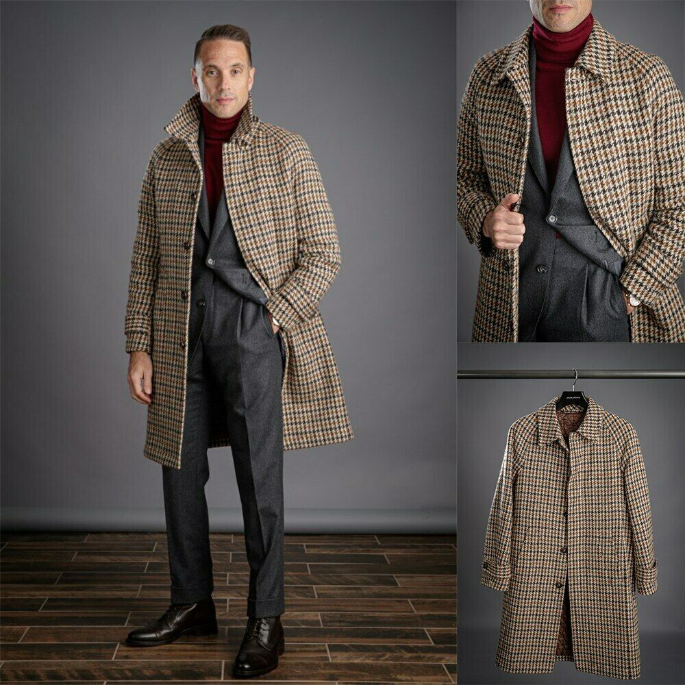 Tailored Coat Wool - Lange Woolen Männer Mantel Literatur Kunst