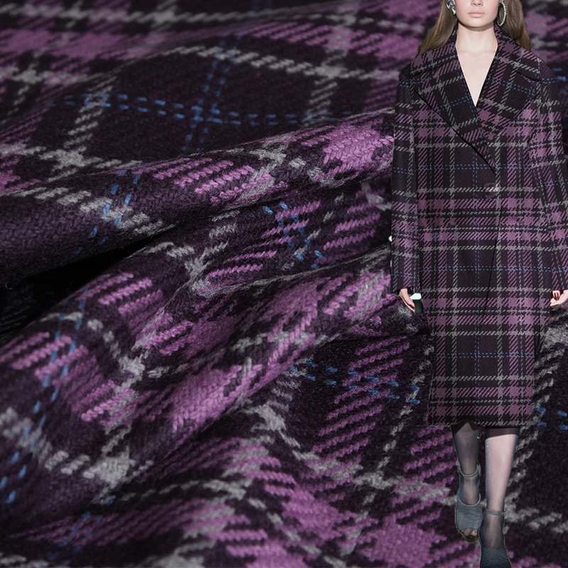 Tailored Coat Wool - Redraspberry Lila Plaid Tweed Wolle Bekleidungs