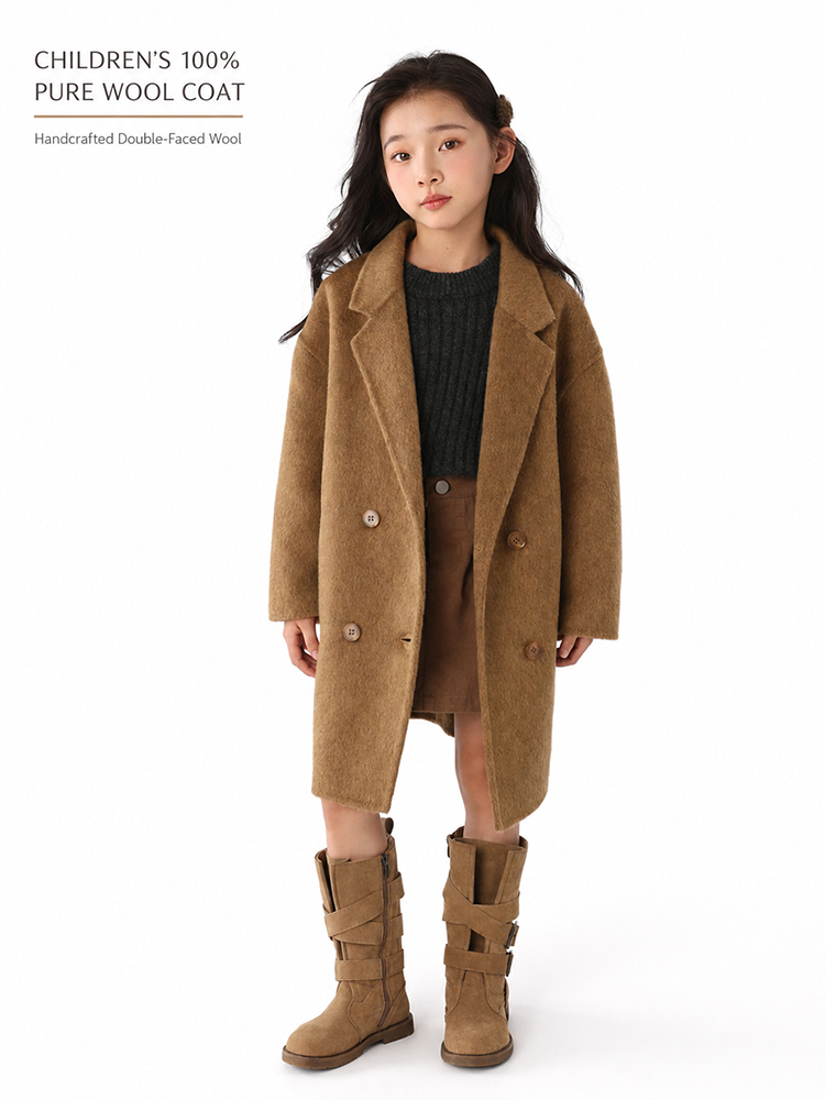Tailored Coat Wool - Kinder 100% Reine Wolle Doppelseitiger Mantel