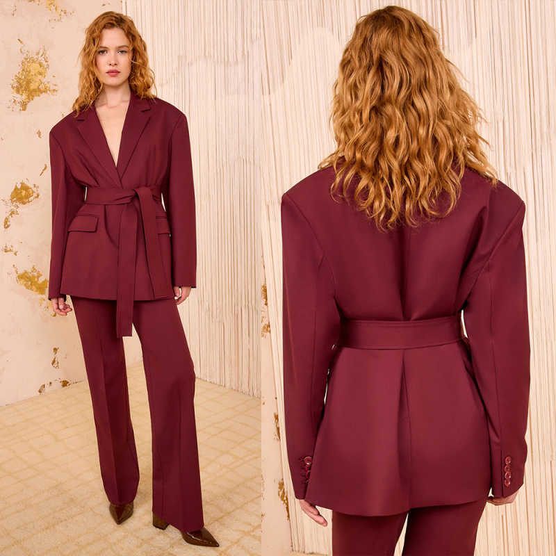 Women Formal Party Wear Dress - Maßgeschneiderte elegante Damen-Hosenanzüge mit Gürtel, formelle