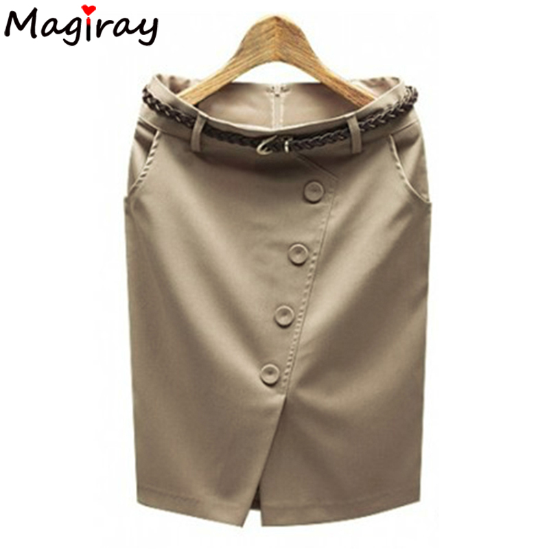 Women Formal Wear With Skirt - Damen-Knopf, geteilter Saum, hohe Taille, formeller