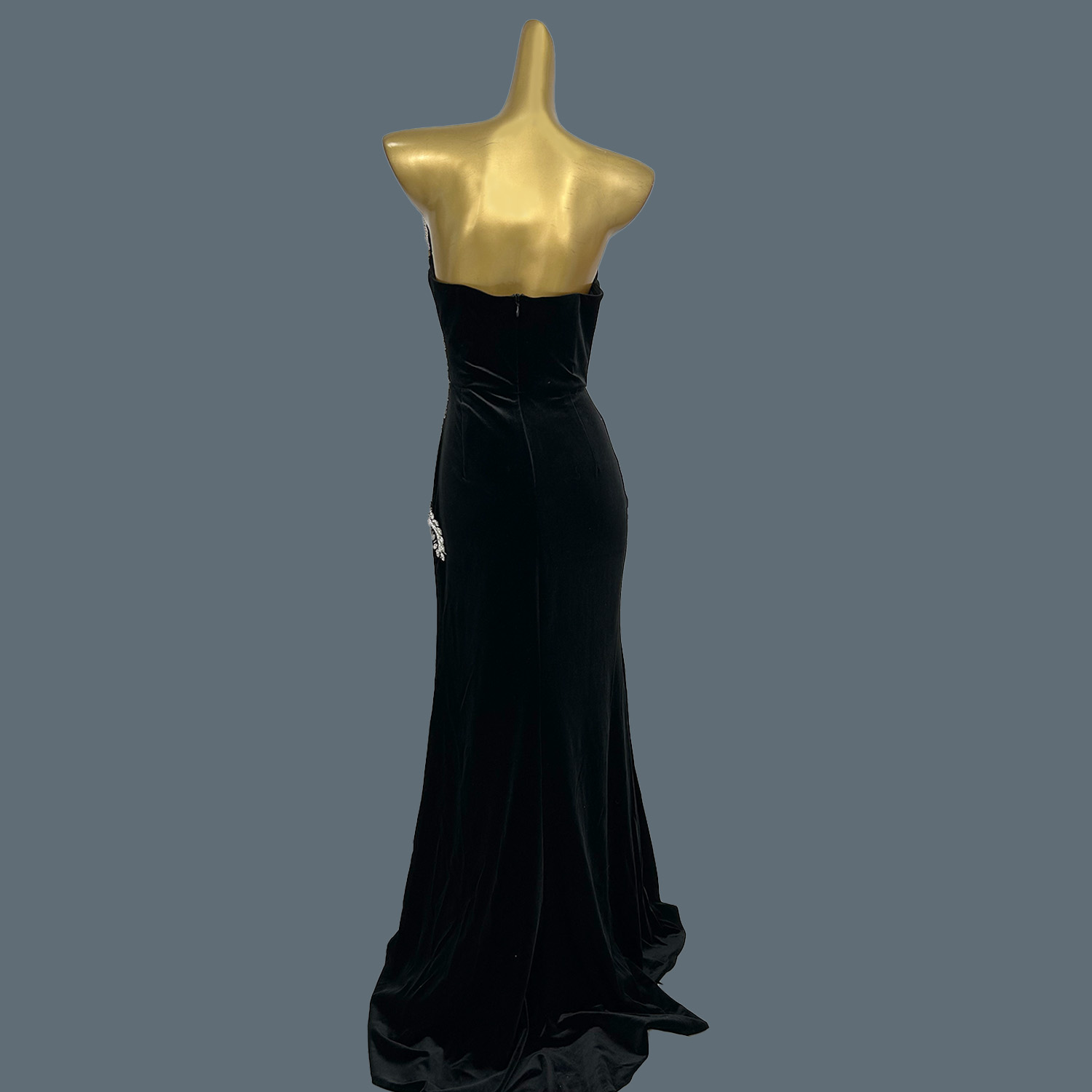 Schwarzes Samt-Bodenlanges Kle – Women Formal Wear Photoshoot Bewertung und Preis