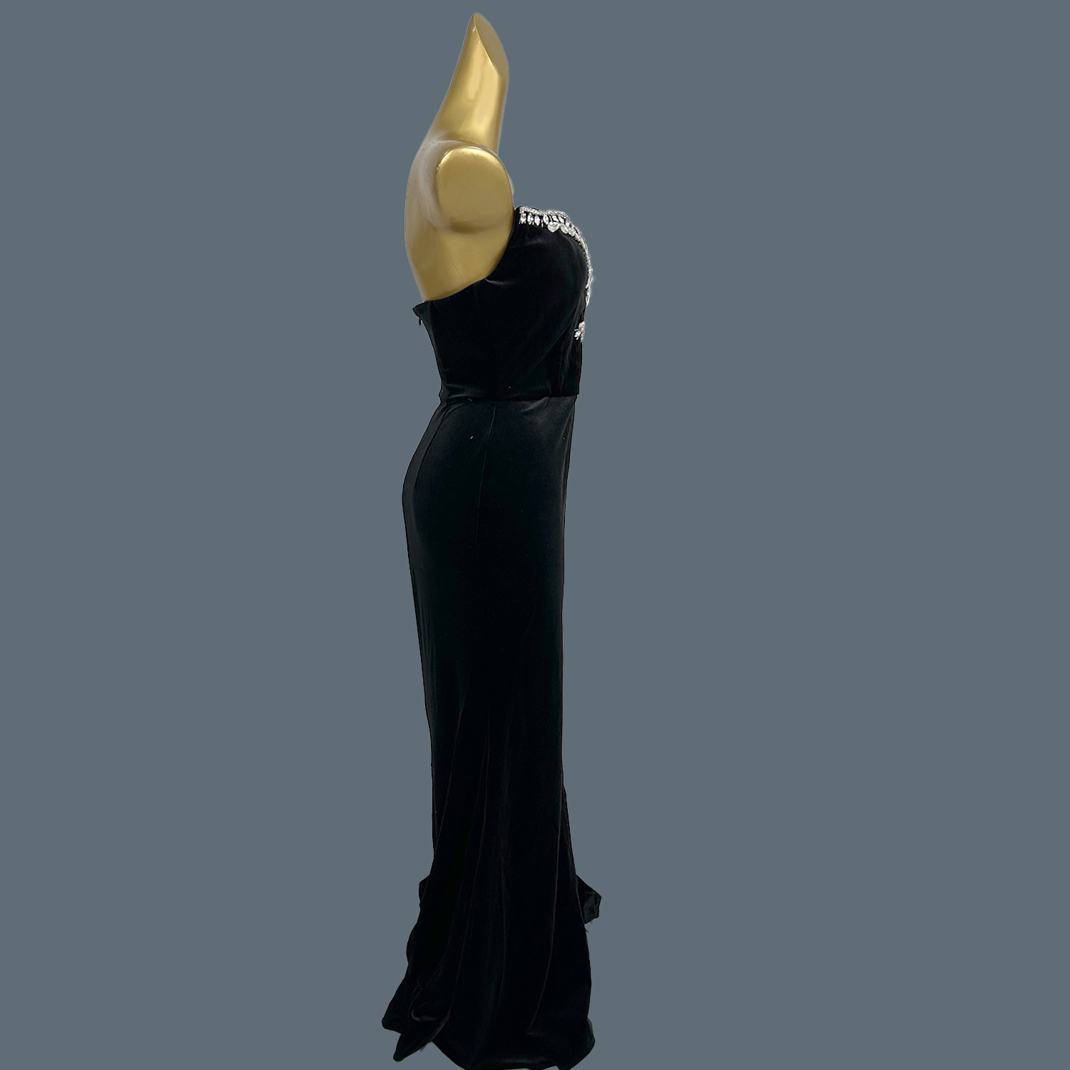 Schwarzes Samt-Bodenlanges Kle – Women Formal Wear Photoshoot Bewertung und Preis